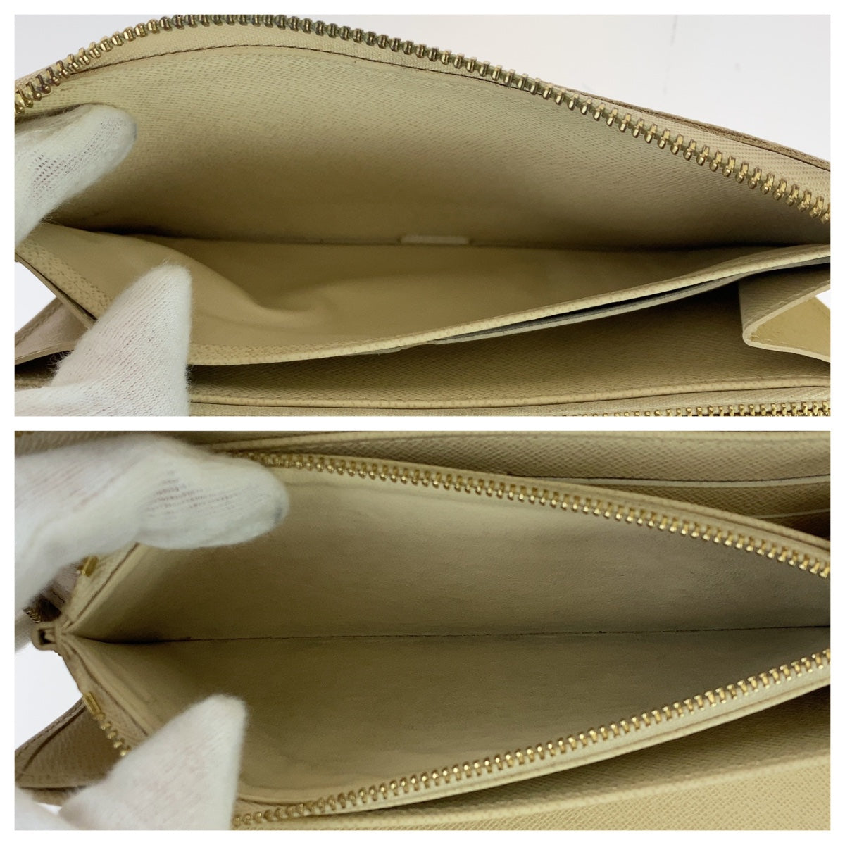 LOUIS VUITTON Long Wallet Purse N60012 PVC White Gray Gold Metal Damier Azur Zippy Organizer