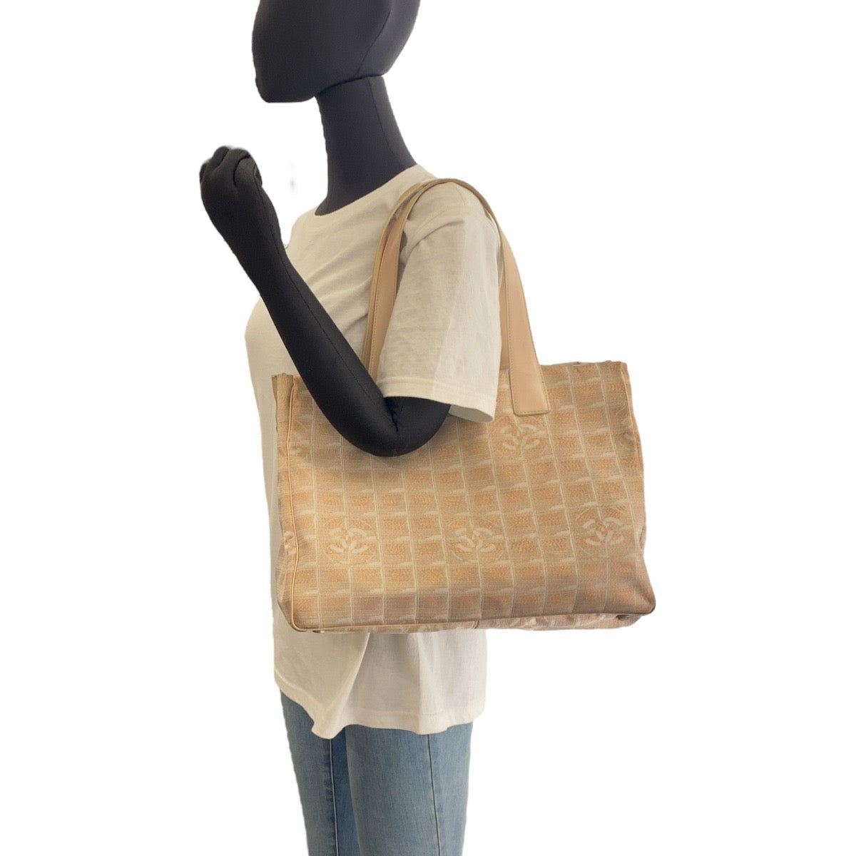 CHANEL Tote Bag canvas Pink Beige SilverMetal New travel line COCO Mark