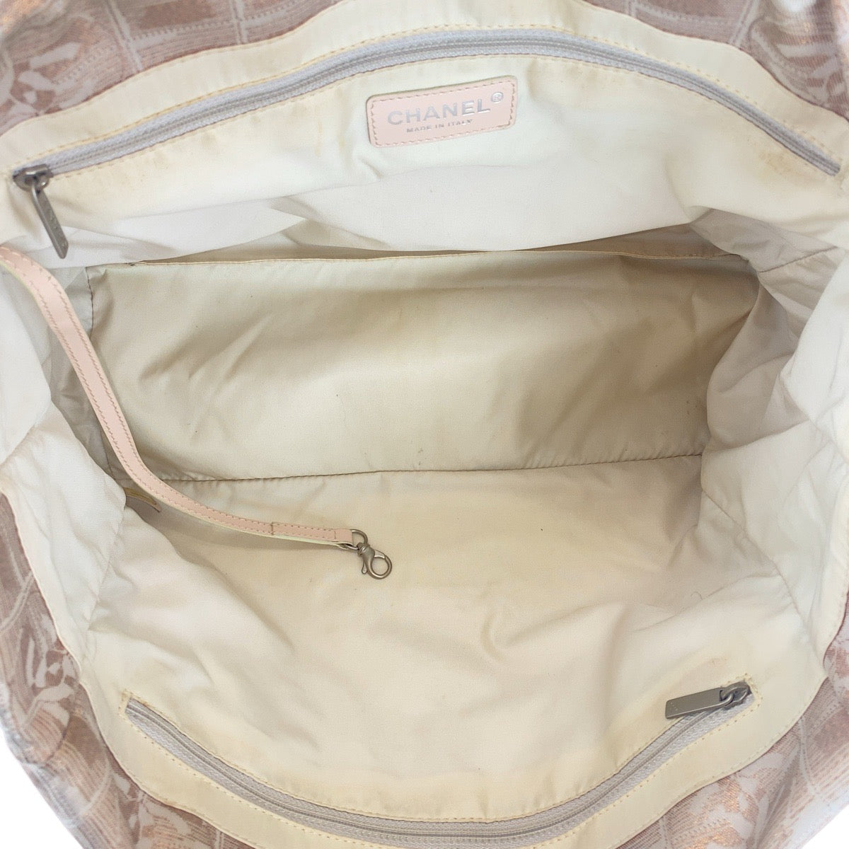 CHANEL Tote Bag canvas Pink Beige SilverMetal New travel line COCO Mark