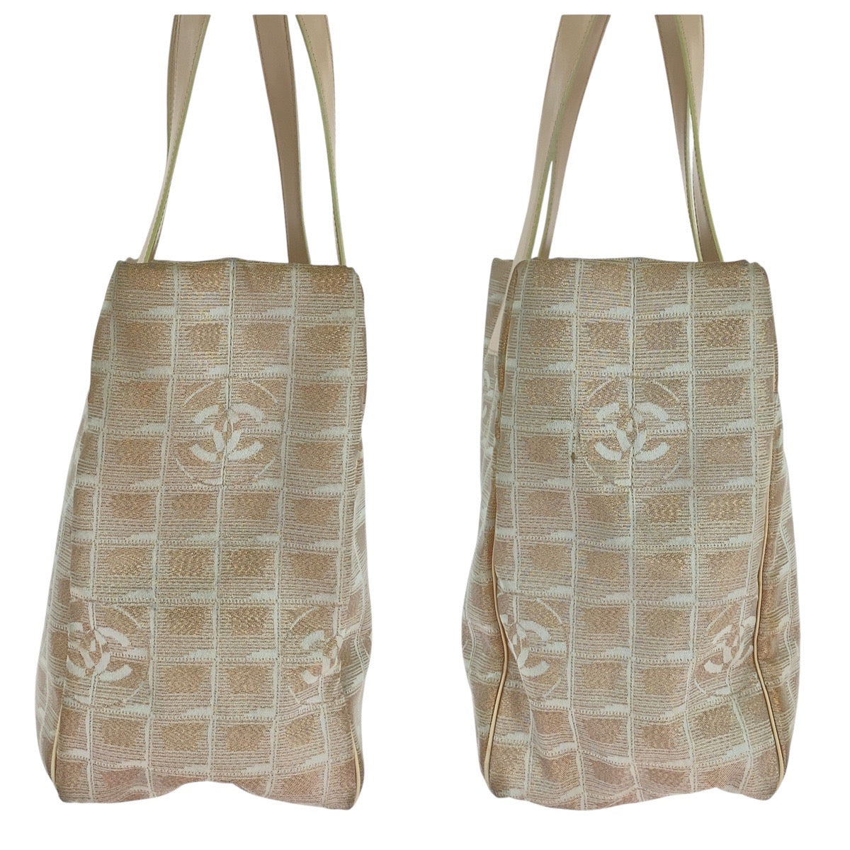 CHANEL Tote Bag canvas Pink Beige SilverMetal New travel line COCO Mark