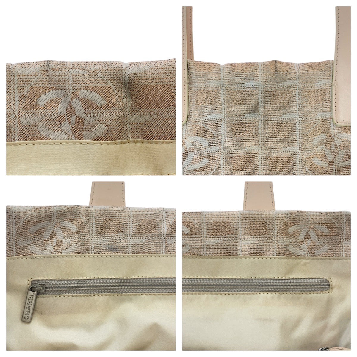 CHANEL Tote Bag canvas Pink Beige SilverMetal New travel line COCO Mark