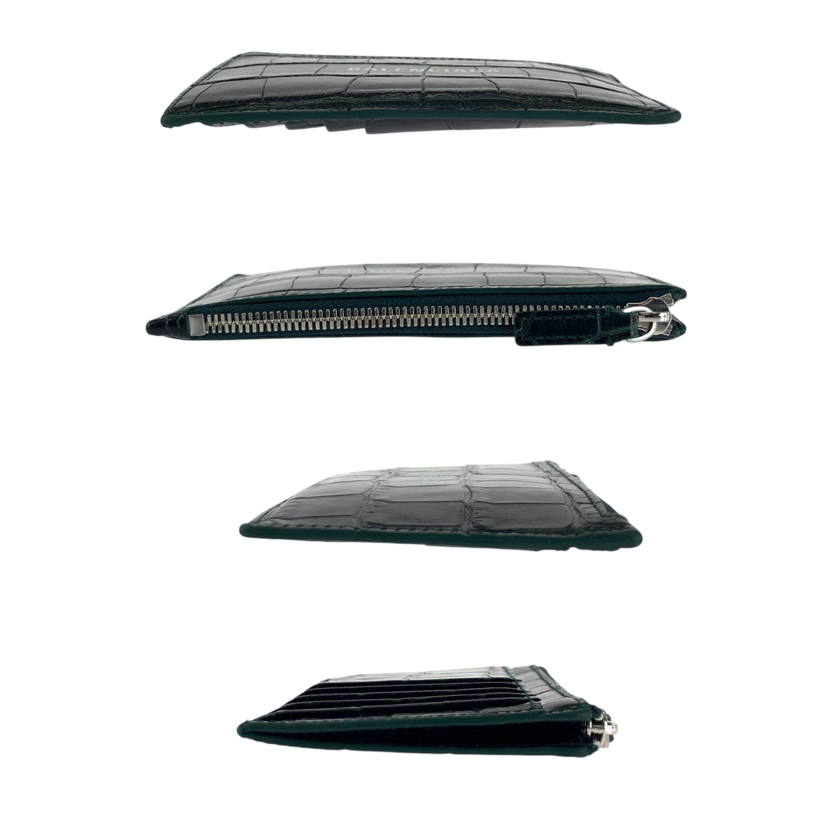 BALENCIAGA Coin case 640535 leather black Croco embossed