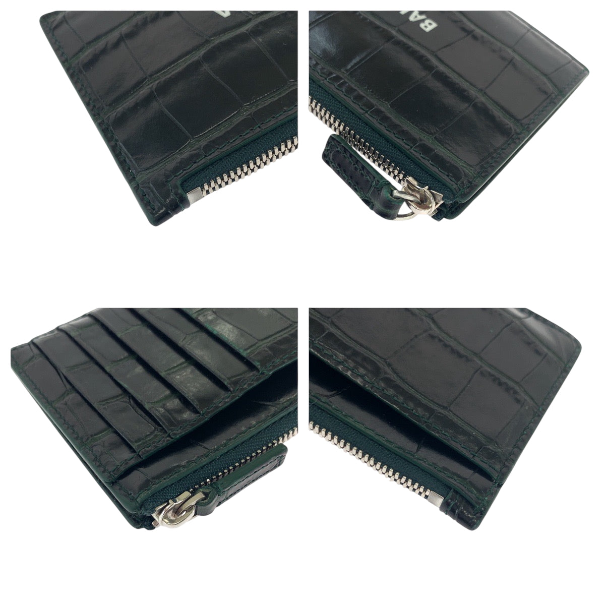 BALENCIAGA Coin case 640535 leather black Croco embossed