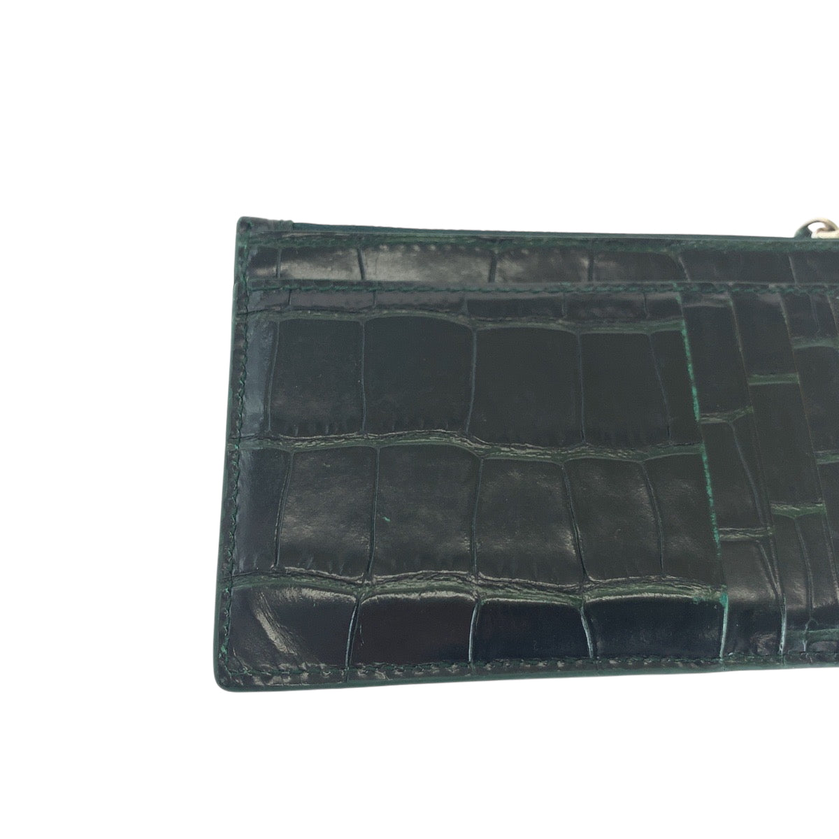 BALENCIAGA Coin case 640535 leather black Croco embossed