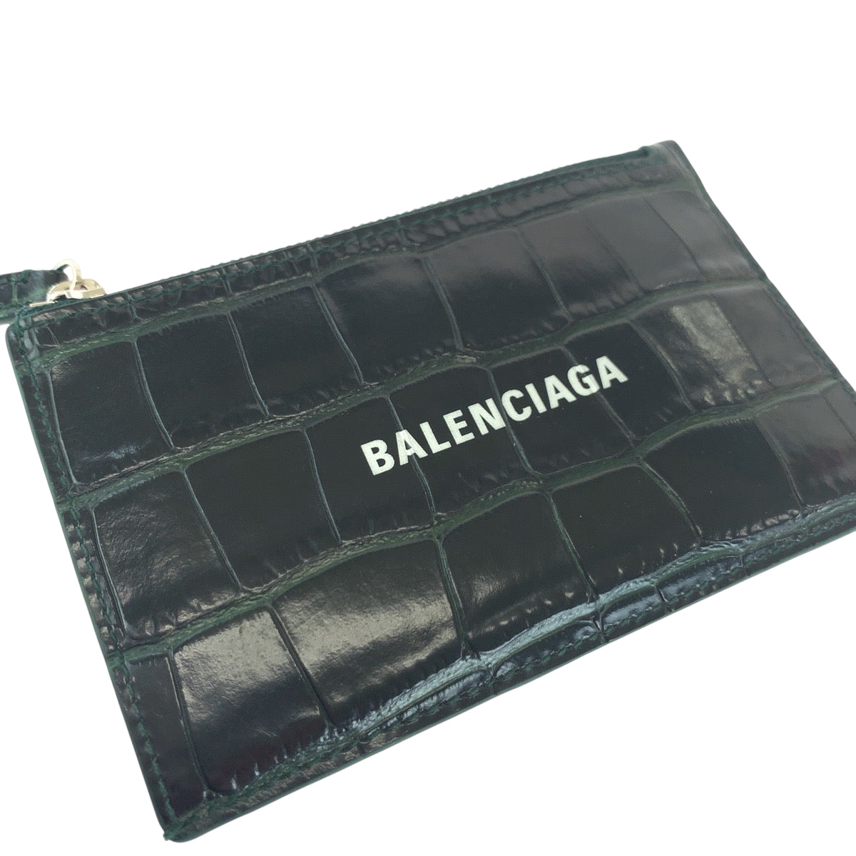 BALENCIAGA Coin case 640535 leather black Croco embossed
