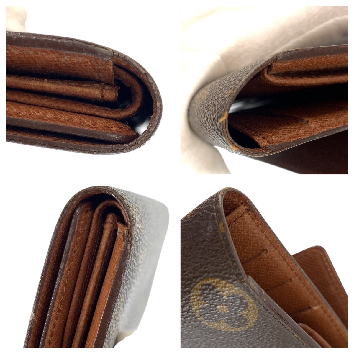 LOUIS VUITTON Long Wallet Purse M61215 PVC Brown Gold Metal Monogram Porte Tresor International