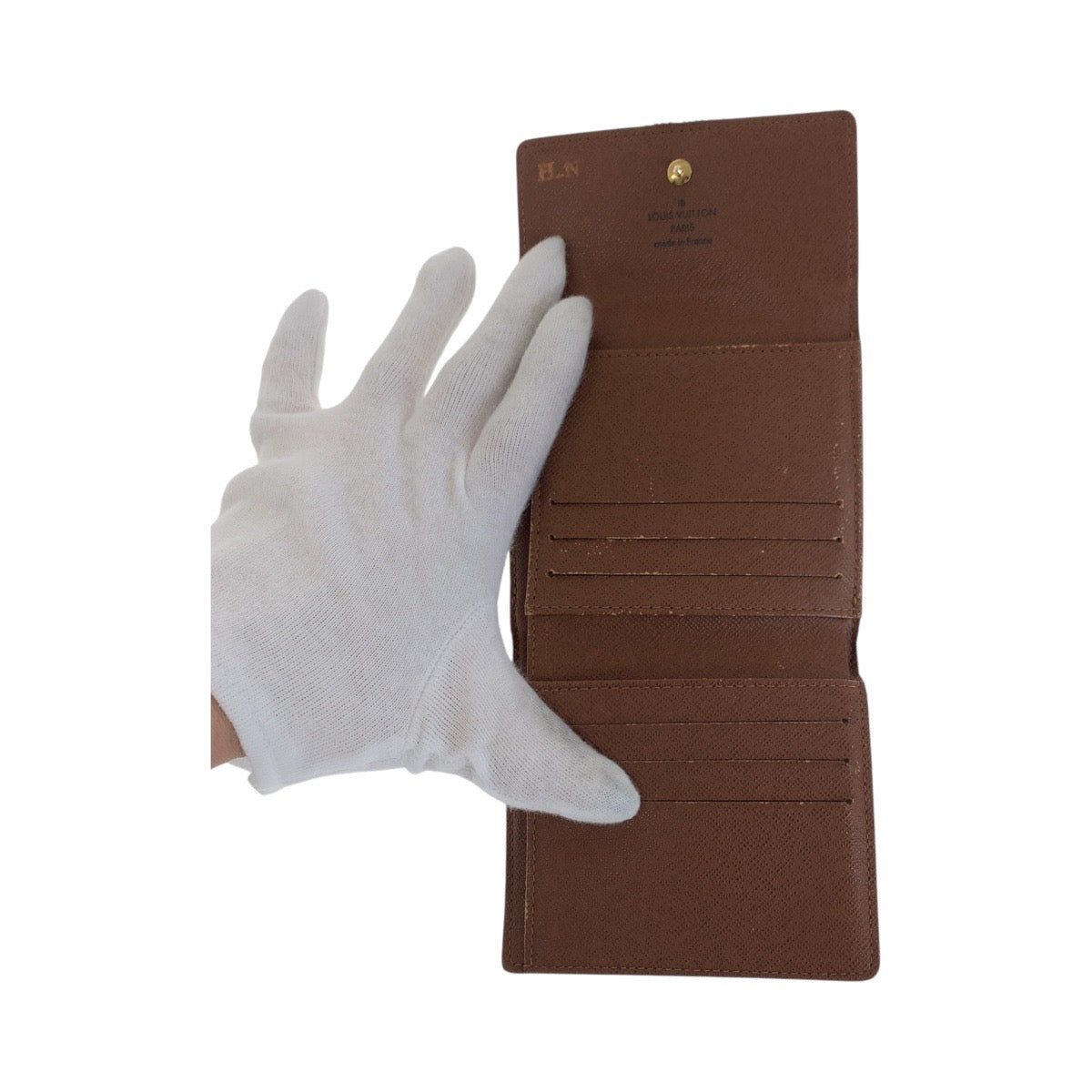 LOUIS VUITTON Tri-fold wallet M61652 PVC Brown Gold Metal Monogram Porte Monnaie Billets Cartes Credit