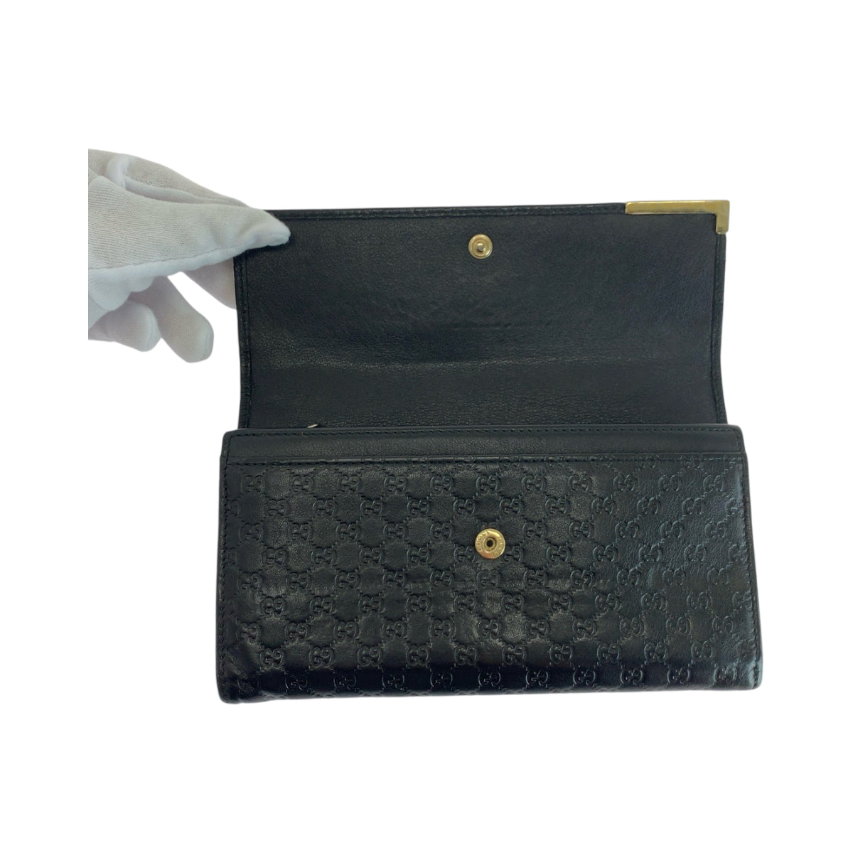 GUCCI Long Wallet Purse 291099 leather Black GoldMetal Guccisima