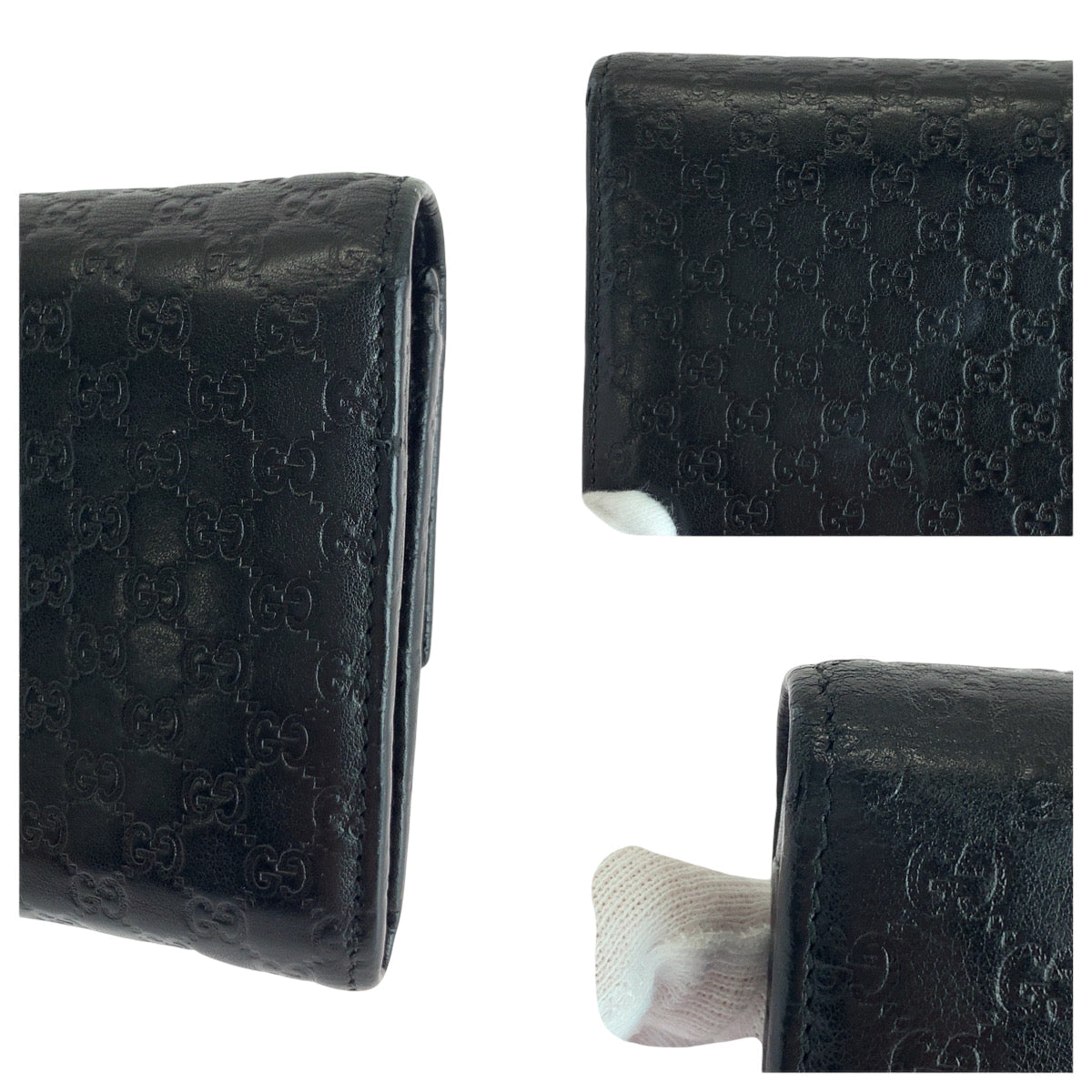 GUCCI Long Wallet Purse 291099 leather Black GoldMetal Guccisima