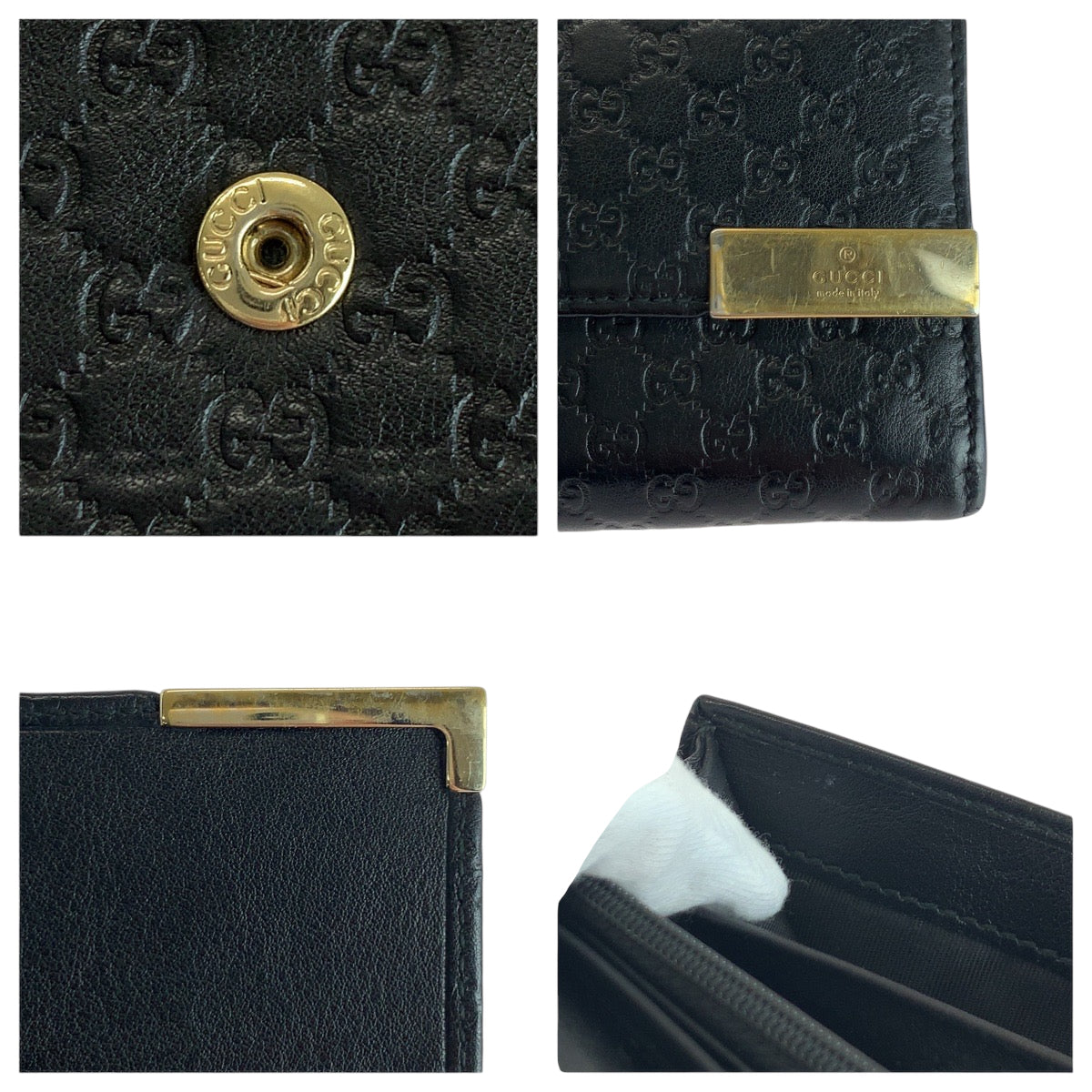 GUCCI Long Wallet Purse 291099 leather Black GoldMetal Guccisima