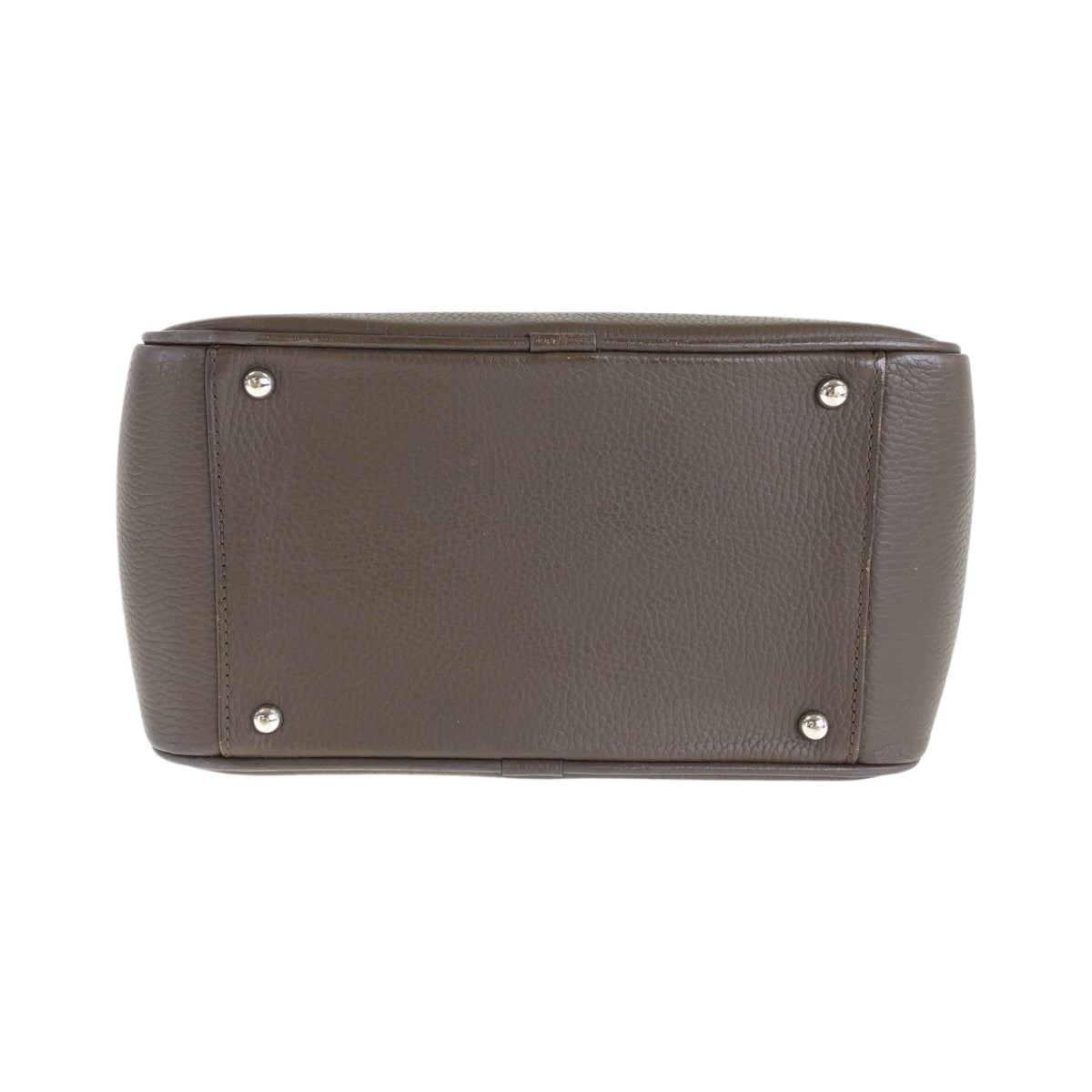 BURBERRY Tote Bag leather Brown Silver Metal Medium Check Pattern