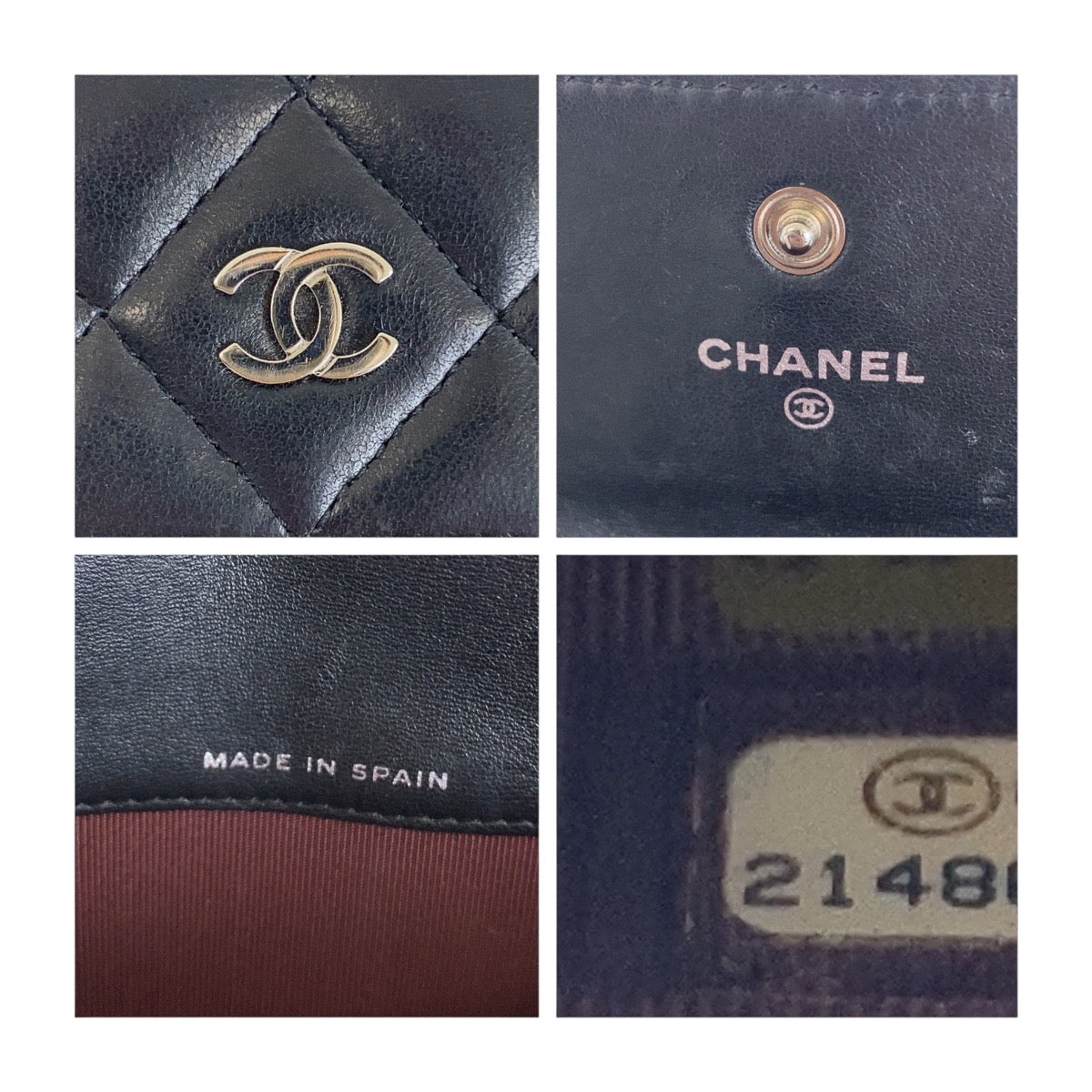 CHANEL Long Wallet Purse lambskin Black SilverMetal Matrasse COCO Mark