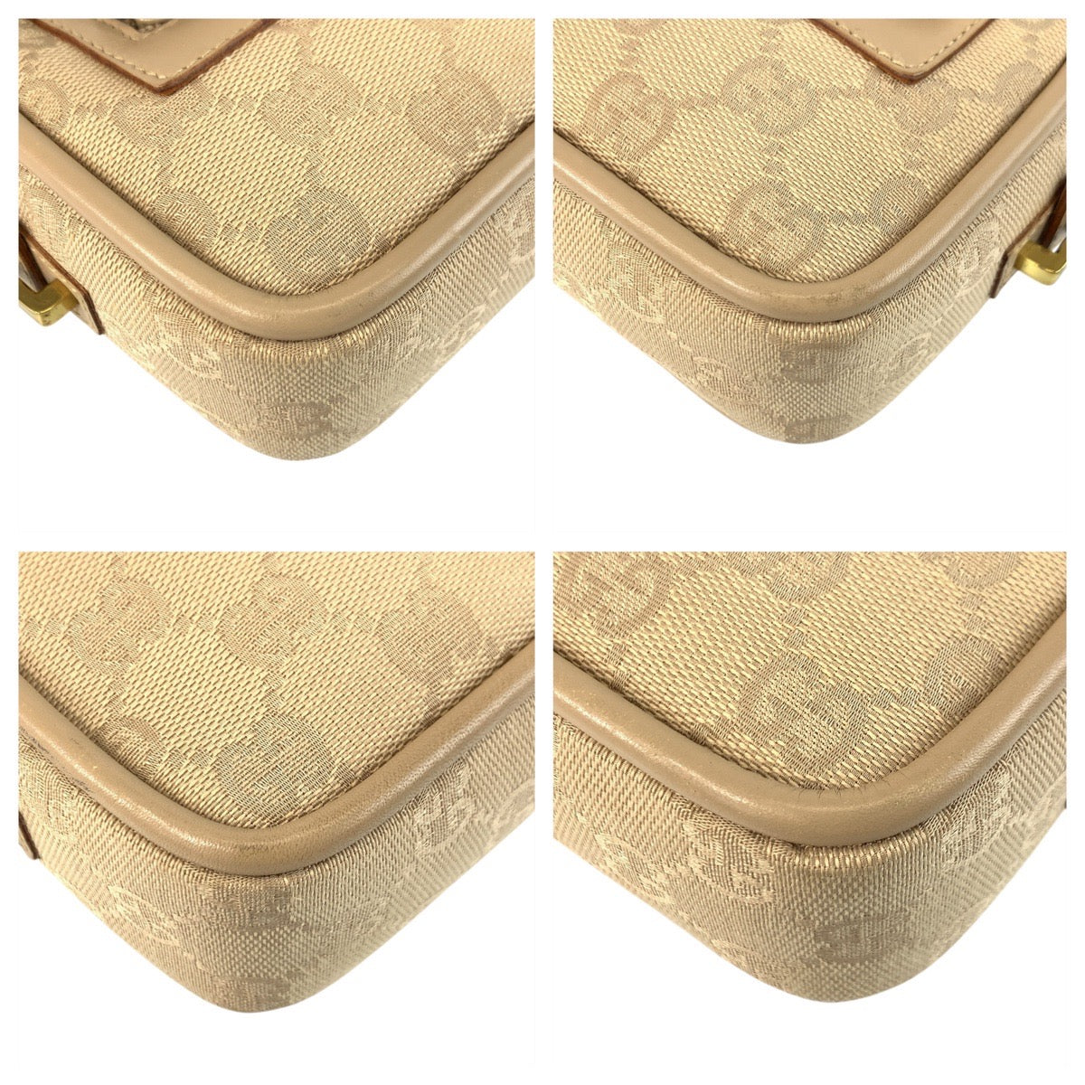 GUCCI Shoulder Bag 92728 GG canvas Beige Gold Metal
