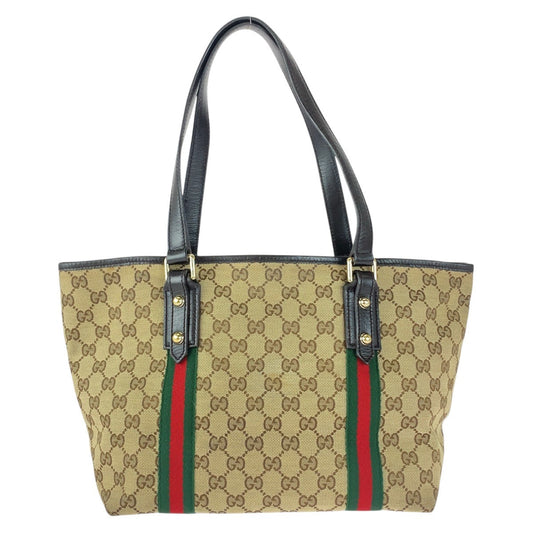 GUCCI Tote Bag 1373996 GG canvas Beige Brown Gold Metal Sherry line