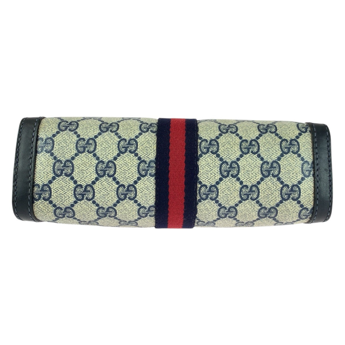 GUCCI Clutch bag GG Supreme Canvas Navy Red Gray Old Gucci Shelly Line