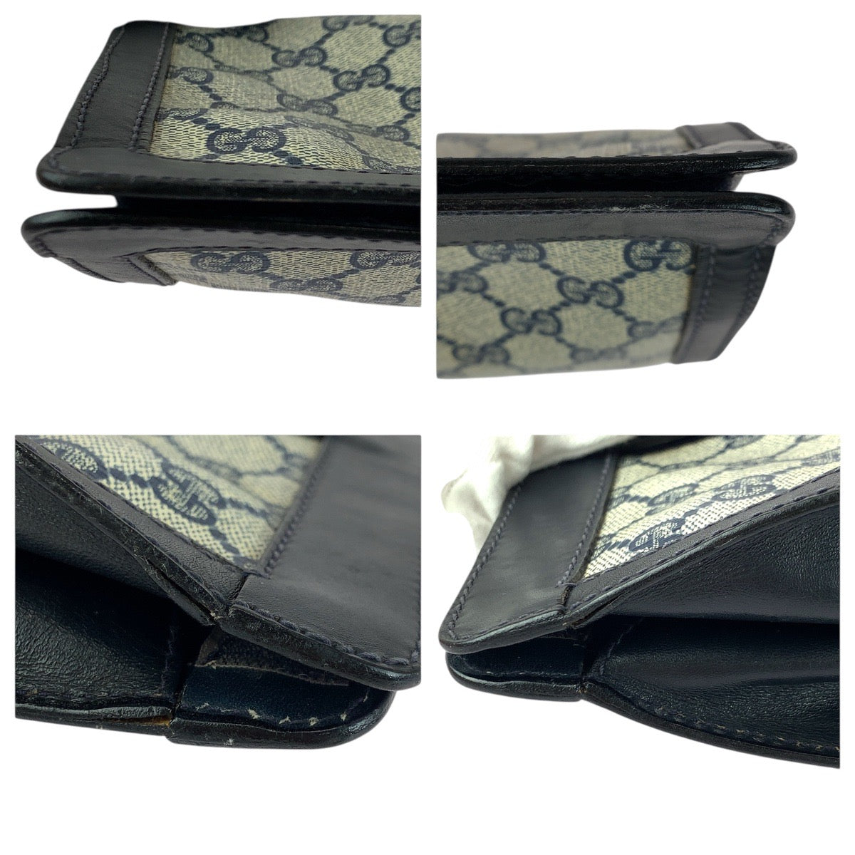 GUCCI Clutch bag GG Supreme Canvas Navy Red Gray Old Gucci Shelly Line