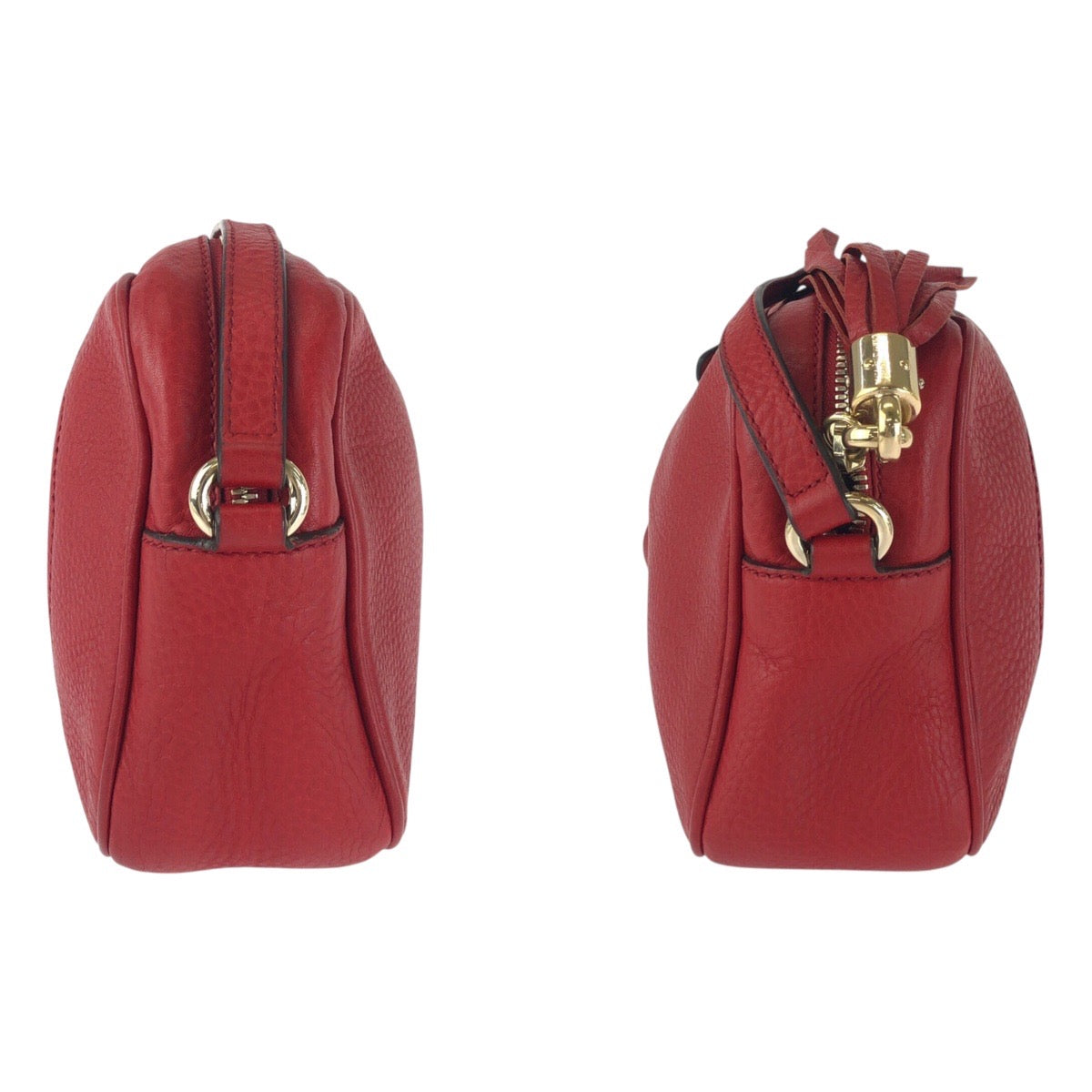 GUCCI Shoulder Bag 308364 leather Red Gold Metal Soho Tassel