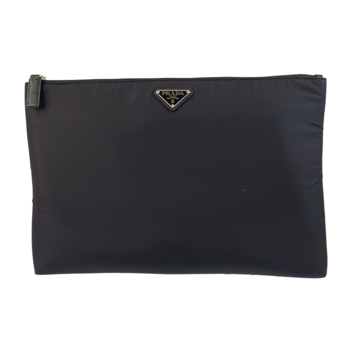 PRADA Clutch bag Nylon Black SilverMetal Test Triangle With logo