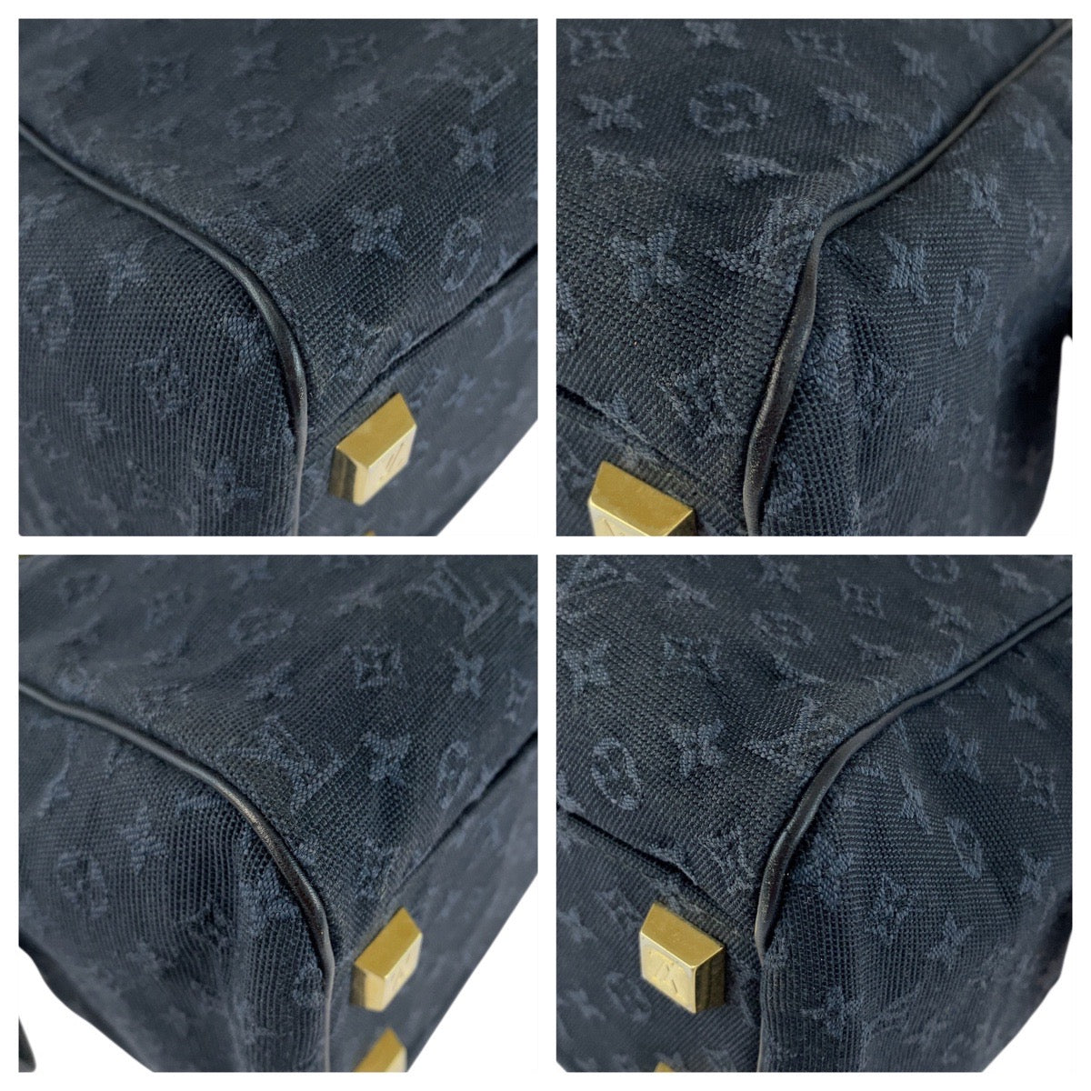 LOUIS VUITTON Handbag M92414 canvas Navy Gold Metal Monogram mini Josephine PN