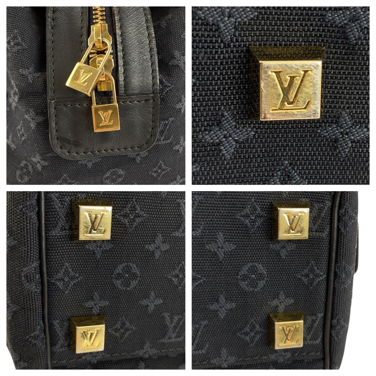 LOUIS VUITTON Handbag M92414 canvas Navy Gold Metal Monogram mini Josephine PN