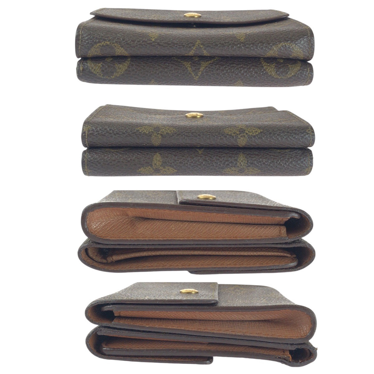 LOUIS VUITTON Tri-fold wallet M61652 PVC Brown Gold Metal Monogram Porto Monnaie BiéCartes Credit