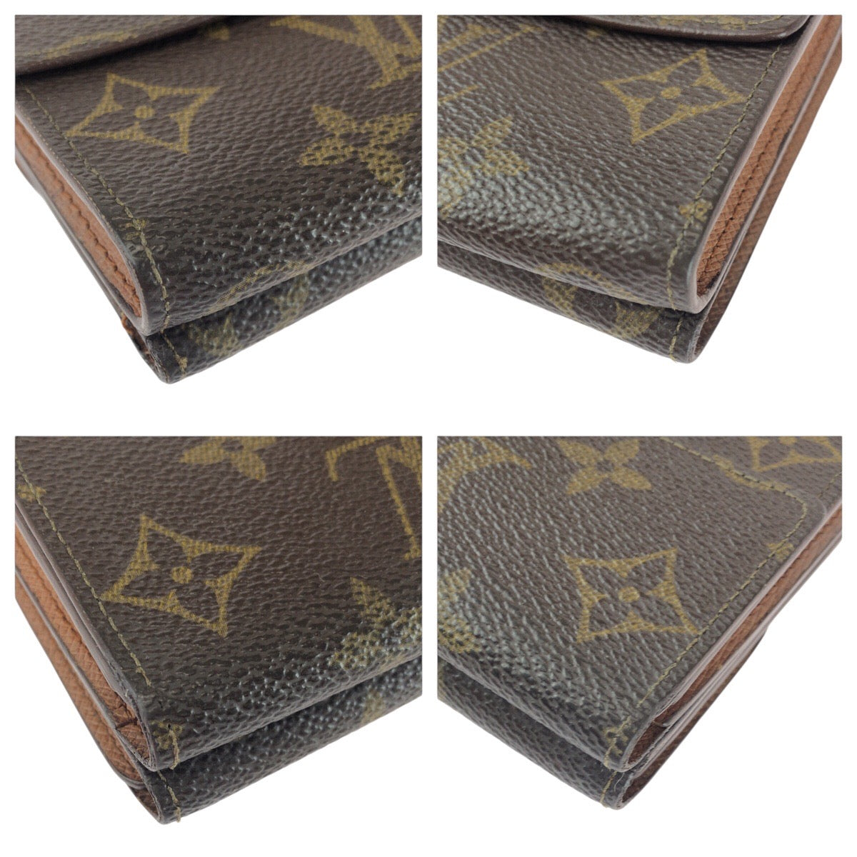 LOUIS VUITTON Tri-fold wallet M61652 PVC Brown Gold Metal Monogram Porto Monnaie BiéCartes Credit