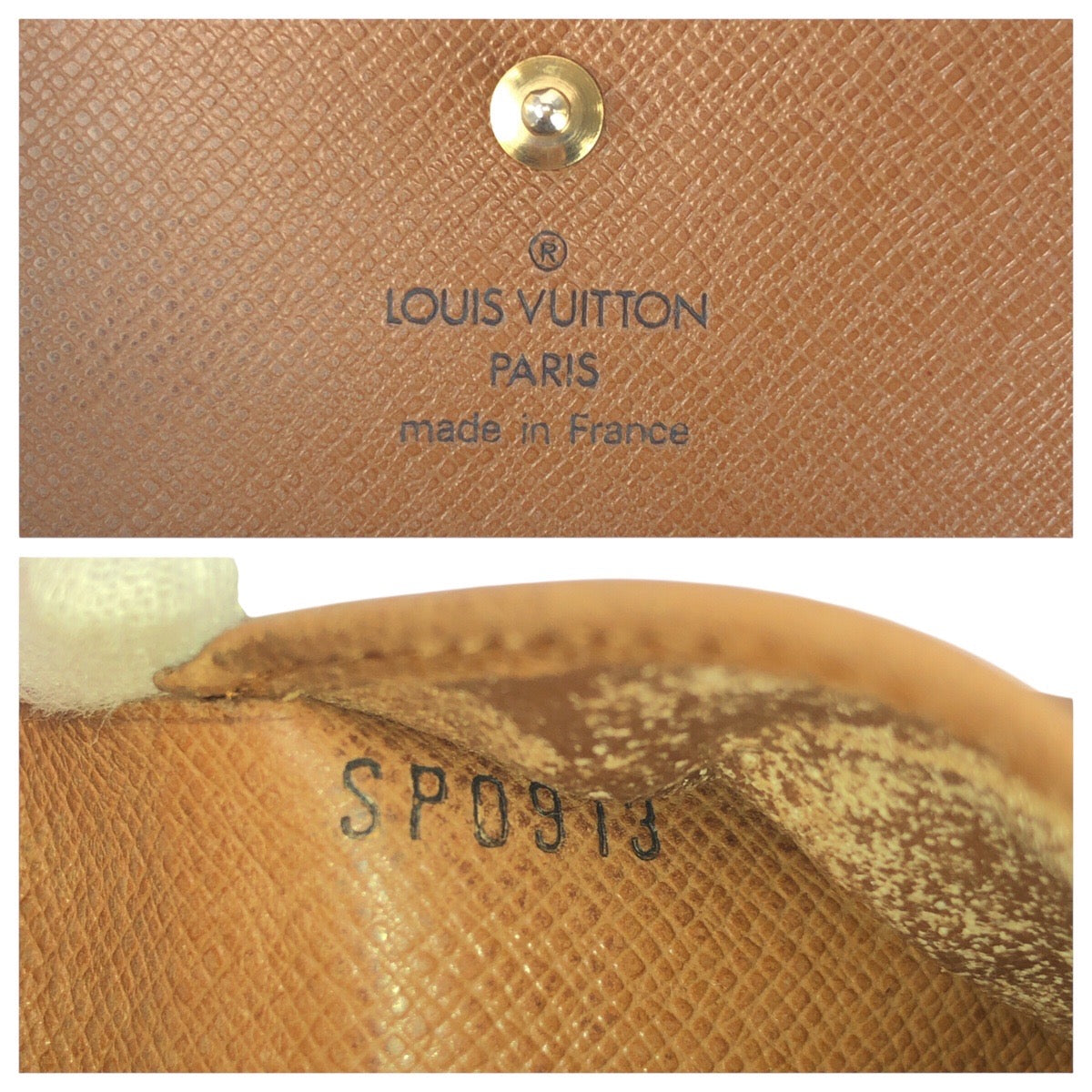 LOUIS VUITTON Tri-fold wallet M61652 PVC Brown Gold Metal Monogram Porto Monnaie BiéCartes Credit