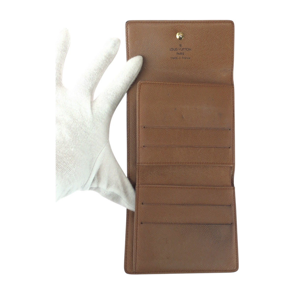 LOUIS VUITTON Tri-fold wallet M61652 PVC Brown Gold Metal Monogram Porto Monnaie BiéCartes Credit