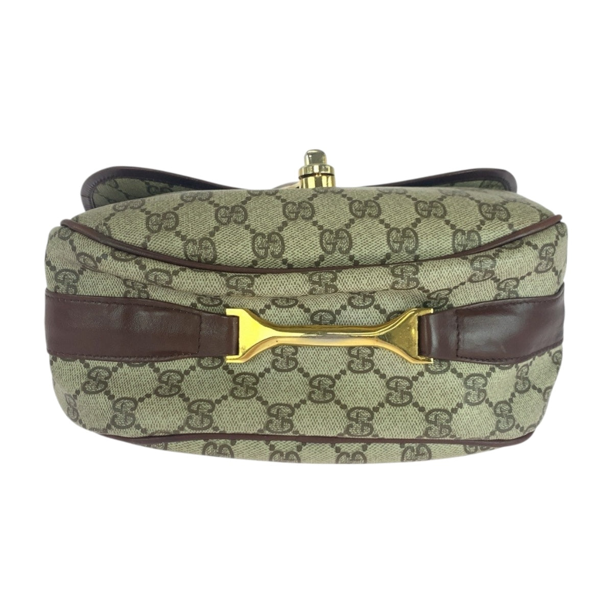 GUCCI Shoulder Bag GG Supreme Canvas Beige Brown Gold Metal Old Gucci