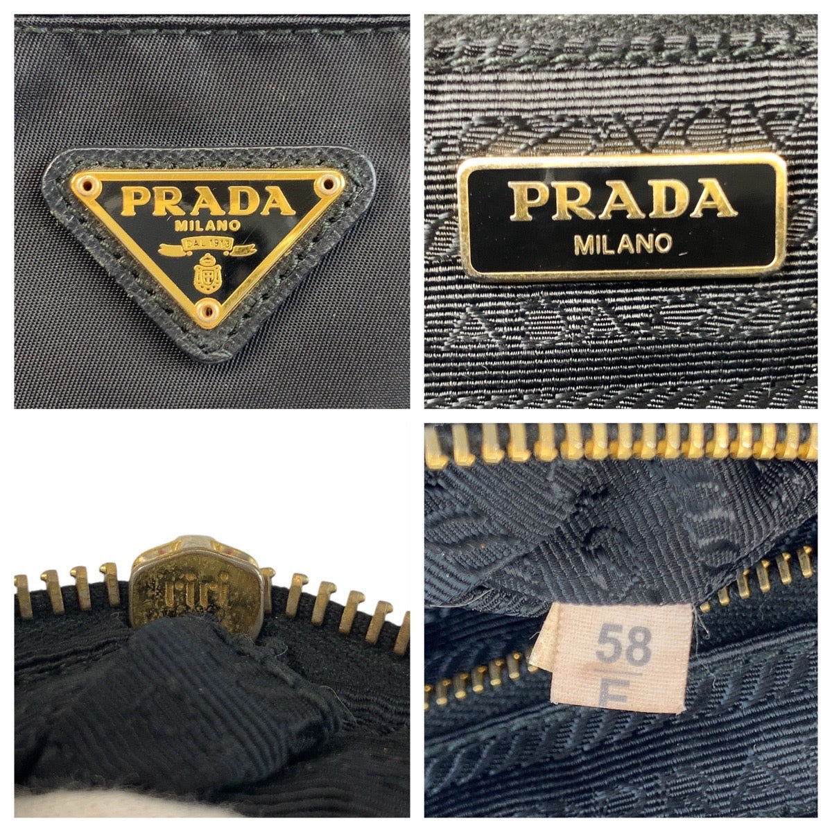 PRADA Pouch Nylon Black GoldMetal Test Triangle With logo