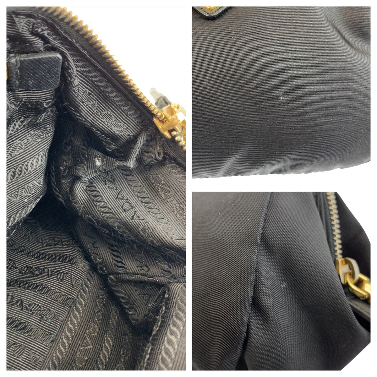 PRADA Pouch Nylon Black GoldMetal Test Triangle With logo
