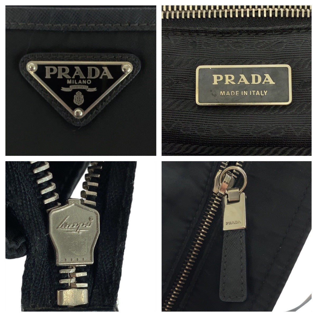 PRADA Tote Bag Nylon Black SilverMetal Test Triangle With logo