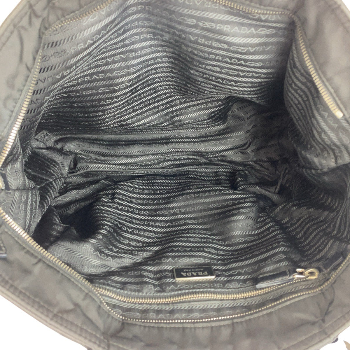 PRADA Tote Bag Nylon Black SilverMetal Test Triangle With logo