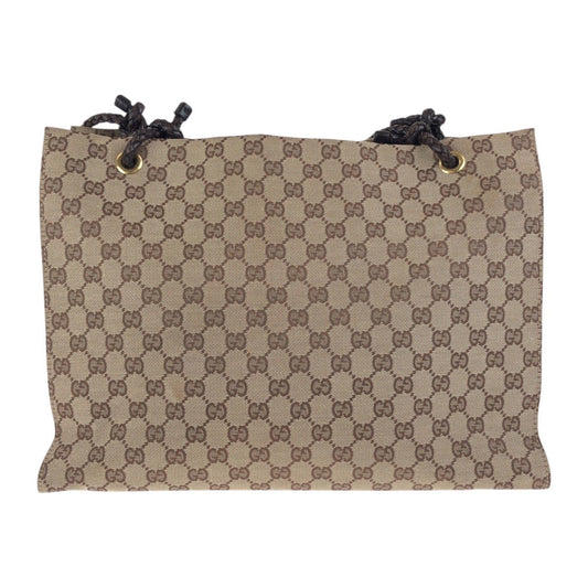 GUCCI Tote Bag 109140 GG canvas Beige Brown Gold Metal