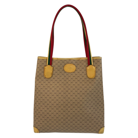 GUCCI Tote Bag 002 58 4889 PVC Beige Gold Metal Micro GG Sherry Line Old Gucci
