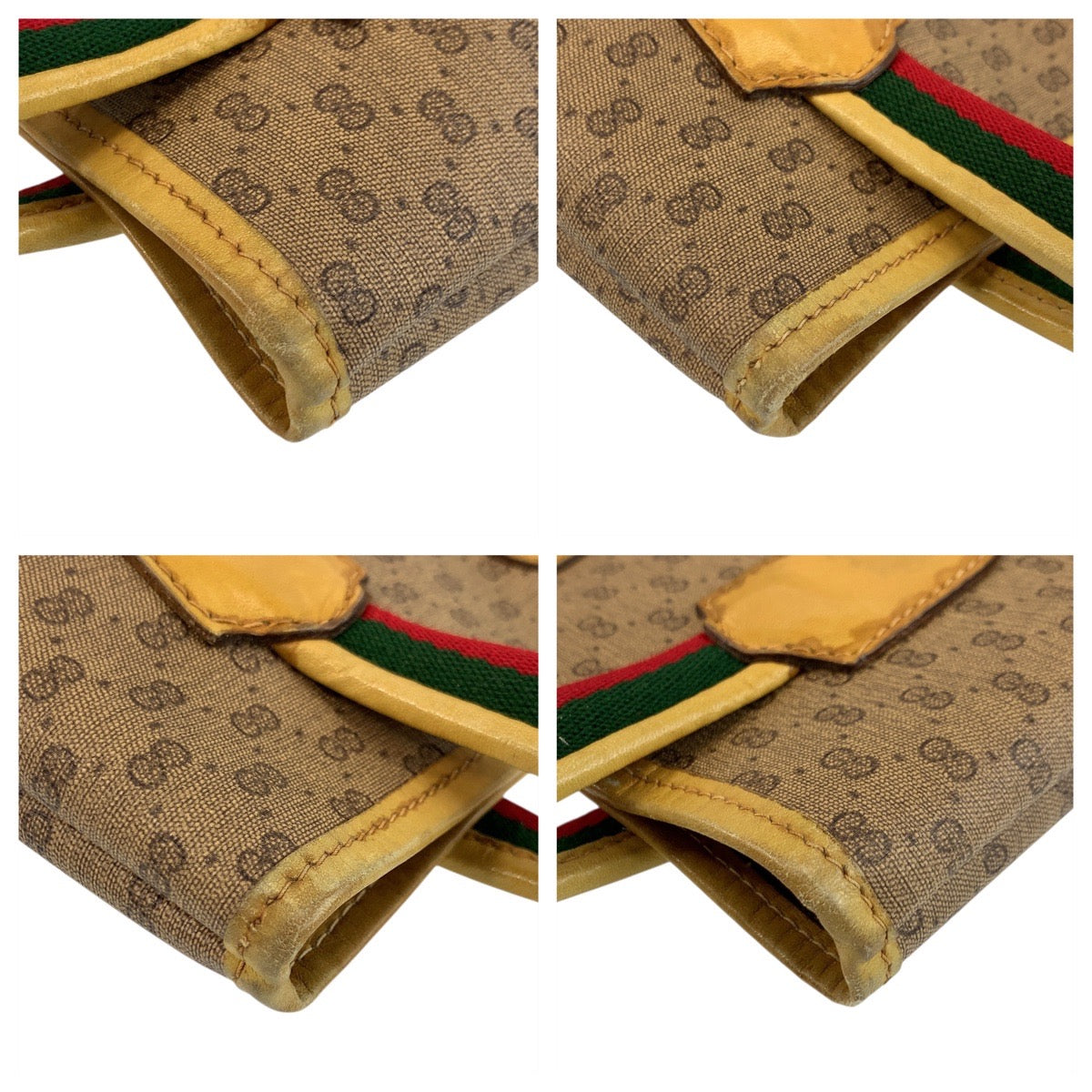 GUCCI Tote Bag 002 58 4889 PVC Beige Gold Metal Micro GG Sherry Line Old Gucci