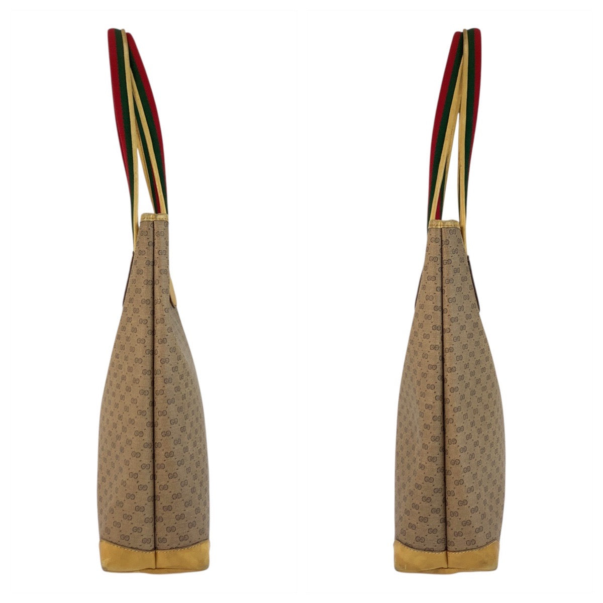 GUCCI Tote Bag 002 58 4889 PVC Beige Gold Metal Micro GG Sherry Line Old Gucci