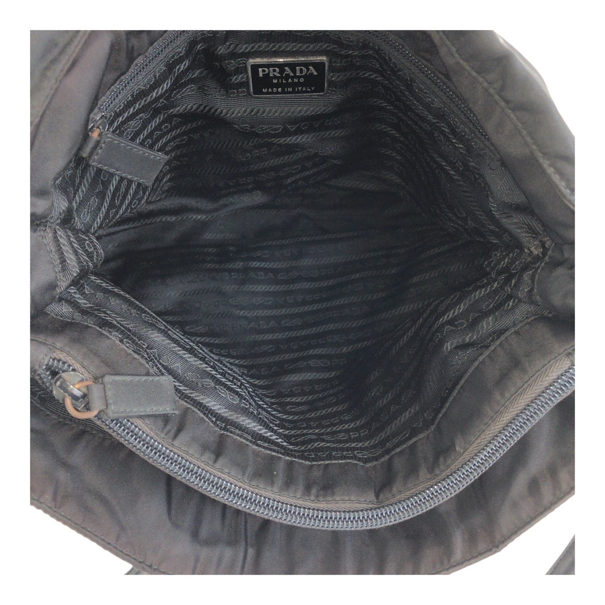 PRADA Tote Bag Nylon Black SilverMetal Test Triangle With logo