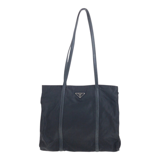 PRADA Tote Bag Nylon Black SilverMetal Test Triangle With logo