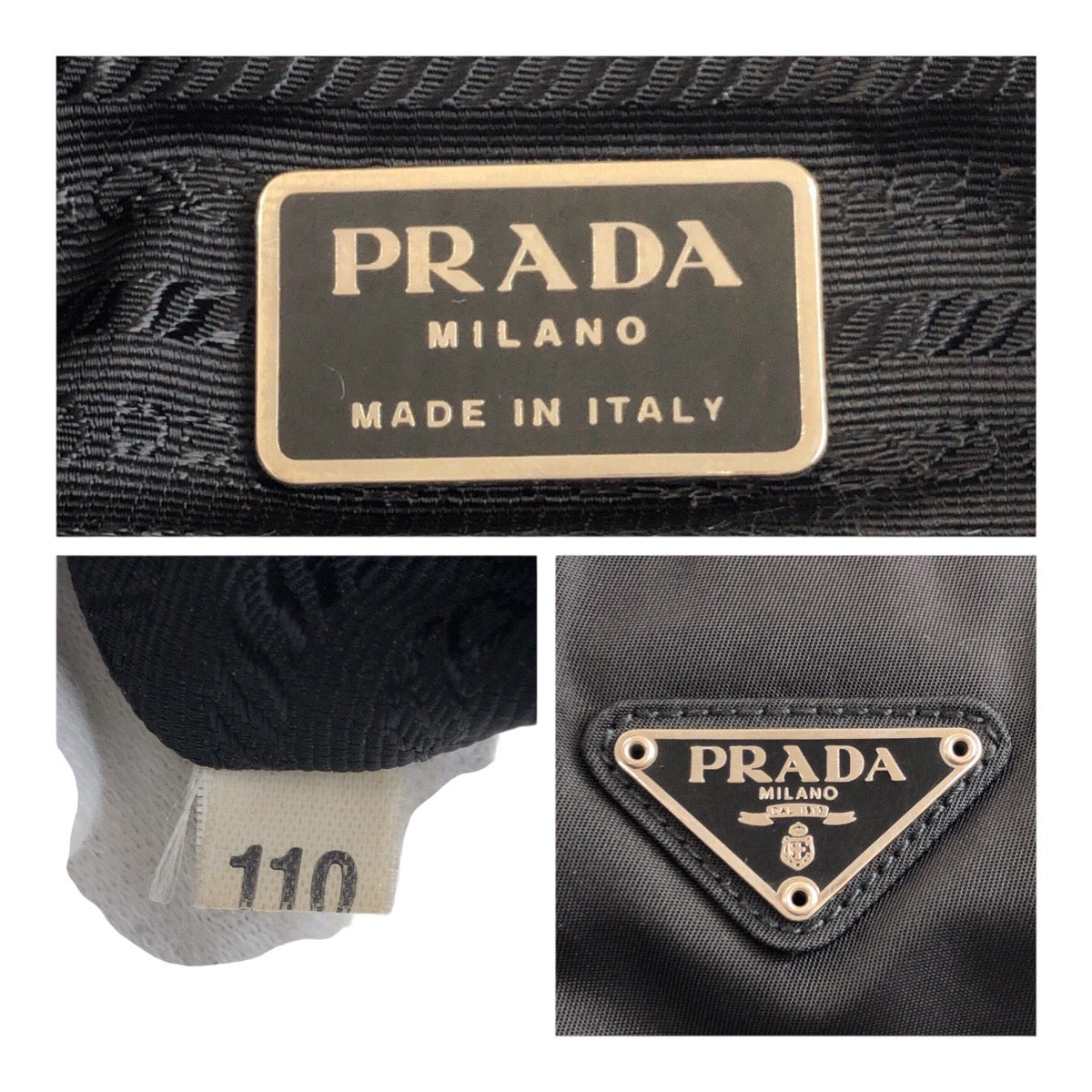 PRADA Tote Bag Nylon Black SilverMetal Test Triangle With logo