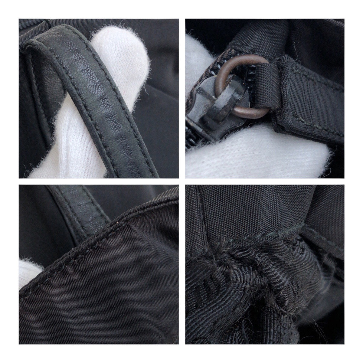 PRADA Tote Bag Nylon Black SilverMetal Test Triangle With logo