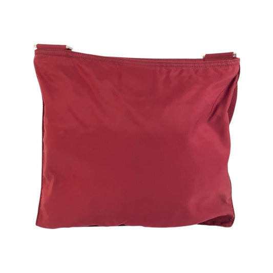 PRADA Shoulder Bag Nylon Wine Red Red Silver Metal Test Triangle With logo