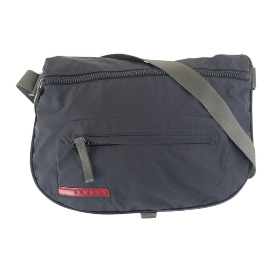 PRADA Shoulder Bag Nylon Black Black Gray SilverMetal Sports