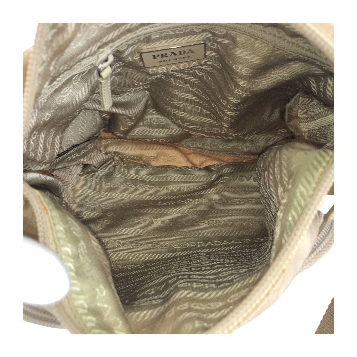 PRADA Shoulder Bag Nylon Beige SilverMetal Test Triangle With logo