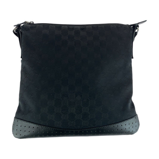GUCCI Shoulder Bag 145857 GG canvas Black SilverMetal