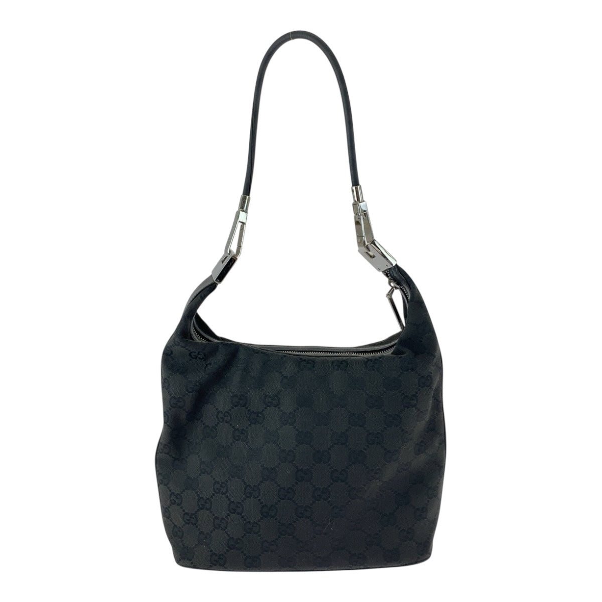 GUCCI Shoulder Bag 01234 GG canvas Black SilverMetal