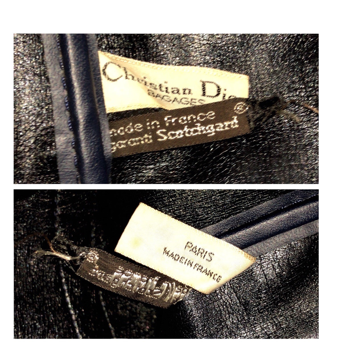 Dior Handbag canvas Navy Beige SilverMetal Trotter