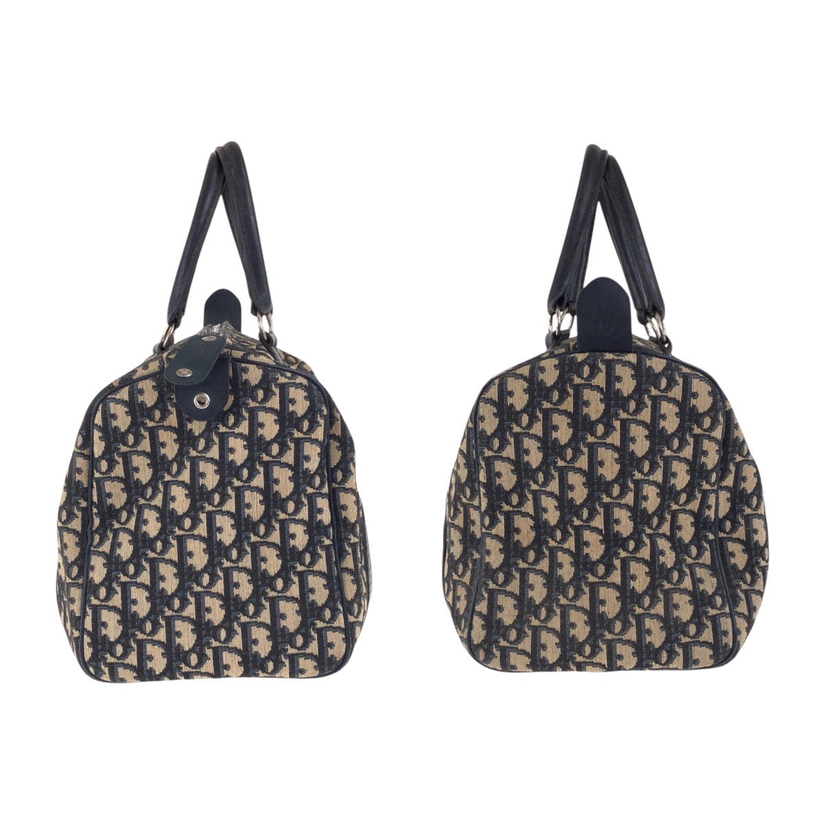 Dior Handbag canvas Navy Beige SilverMetal Trotter