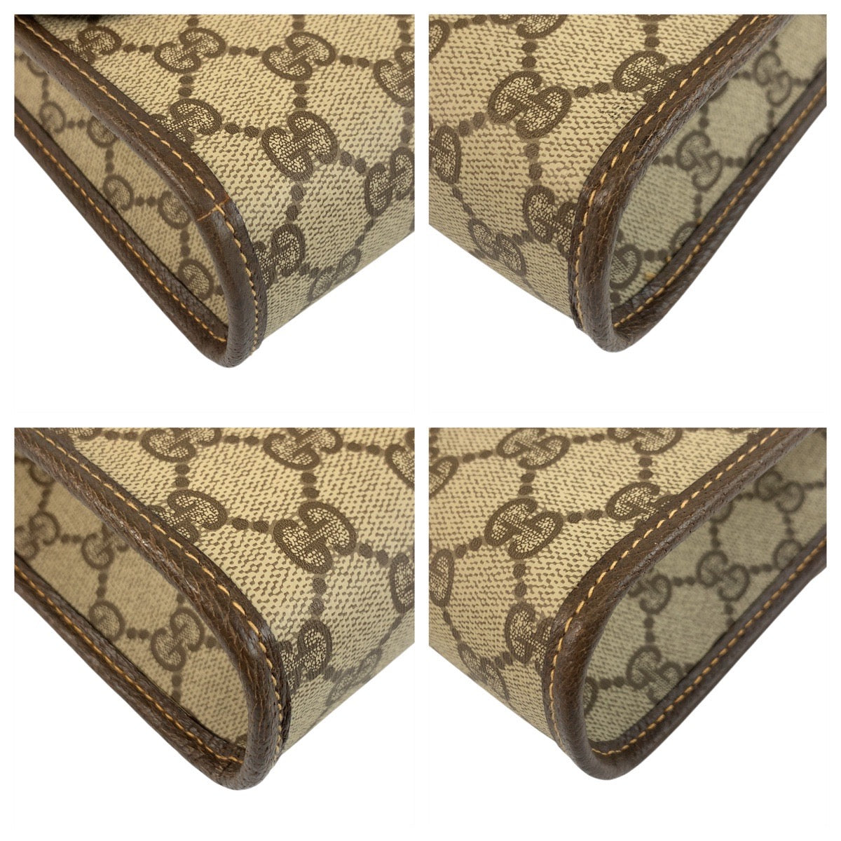 GUCCI Clutch bag 004 261 0264 GG Supreme Canvas Beige Brown Gold Metal