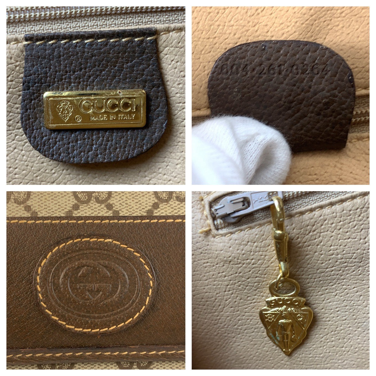 GUCCI Clutch bag 004 261 0264 GG Supreme Canvas Beige Brown Gold Metal